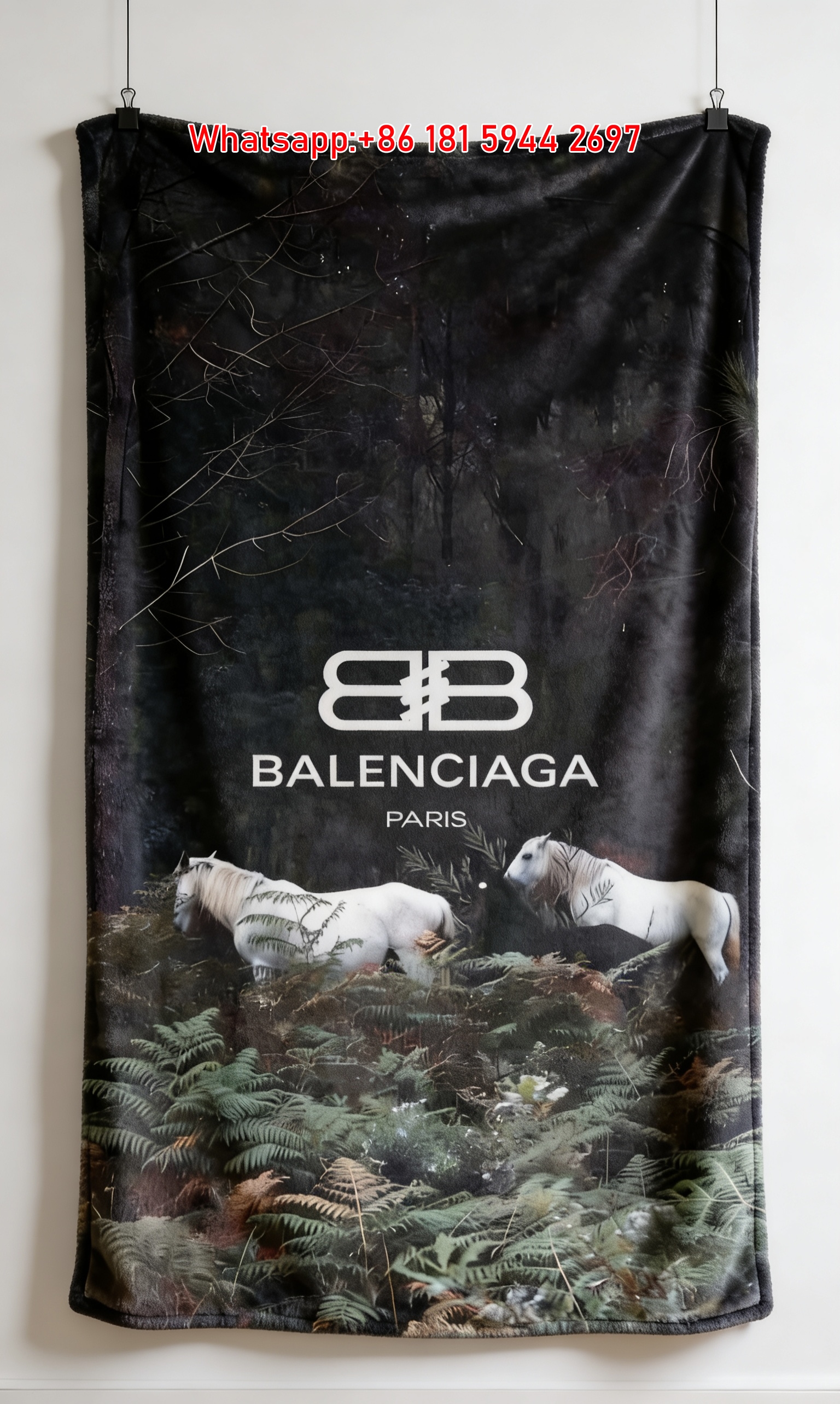 Balenciaga Forest Horse Flannel Sofa Throw Blanket Luxury Brand Cover BA014